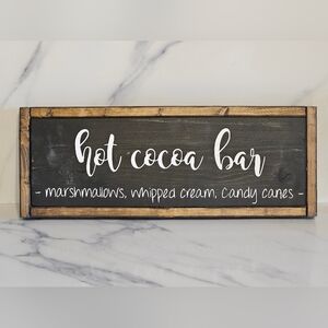 NWOT - Rustic Hot Cocoa Bar Distressed Thick Wood Sign